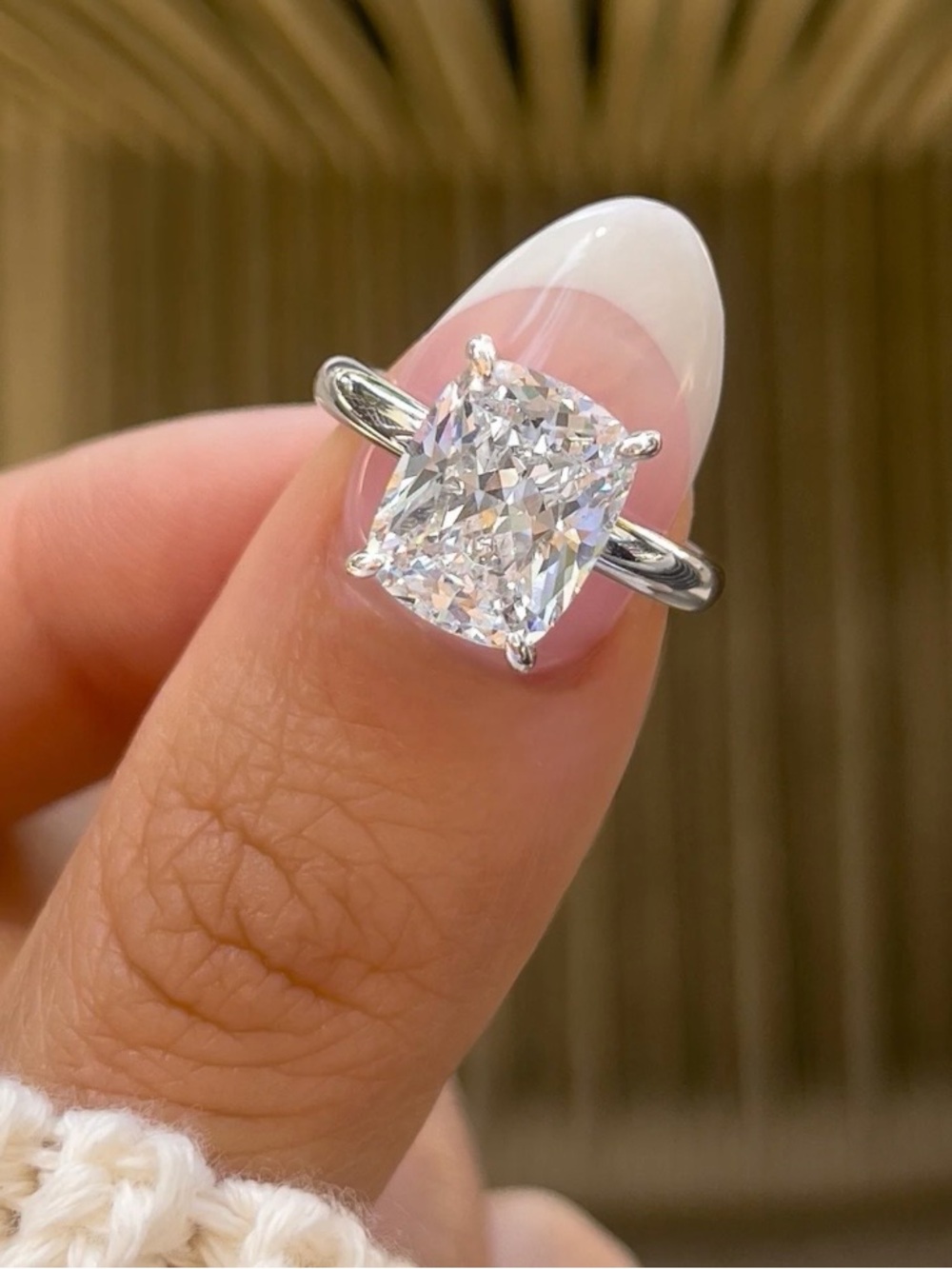 4ct elongated Cushion-Cut Solitaire Ring size 6